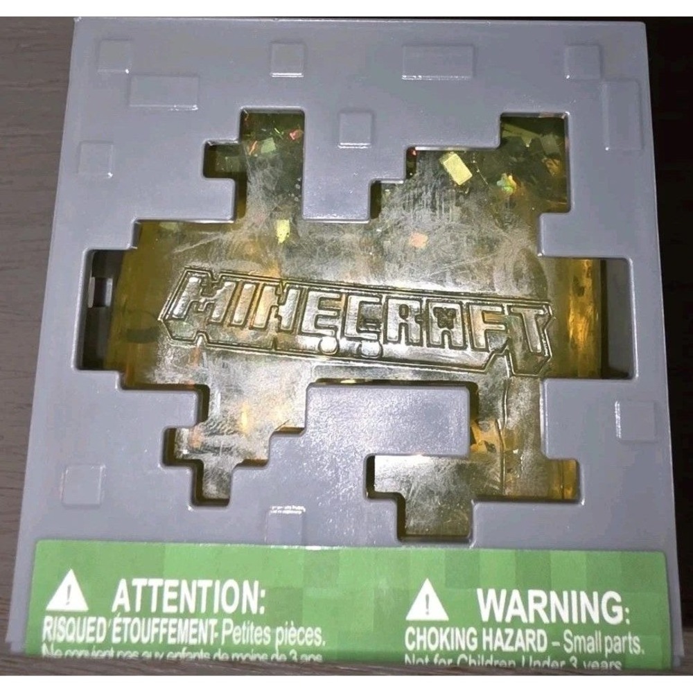Minecraft Gold Ore Glitter Jelly Cube Shimmering 1/48 Gold Plated Pickaxe New